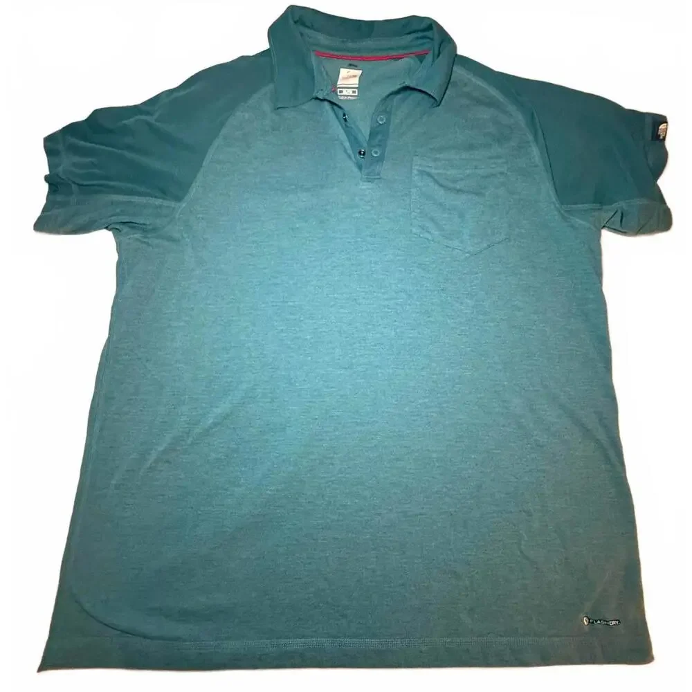 North Face Men's Adventure Polo. Flash Dry Size‎ XL,  Teal Snap closure